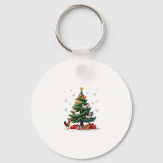 Chicken Cow Goat Horse Farm Animal Farmer Christma Sleutelhanger