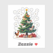 Chicken Cow Goat Horse Farm Animal Farmer Christma Sticker (Vel)