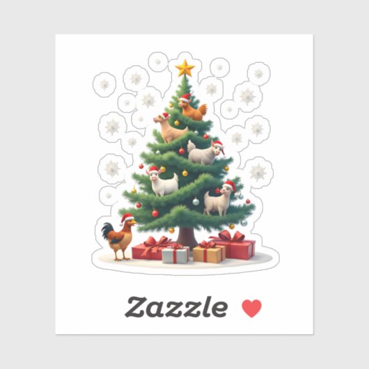 Chicken Cow Goat Horse Farm Animal Farmer Christma Sticker (Vel)