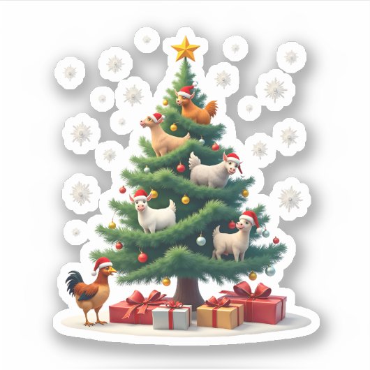 Chicken Cow Goat Horse Farm Animal Farmer Christma Sticker (Voorkant)