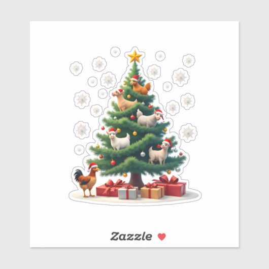 Chicken Cow Goat Horse Farm Animal Farmer Christma Sticker (Vel)