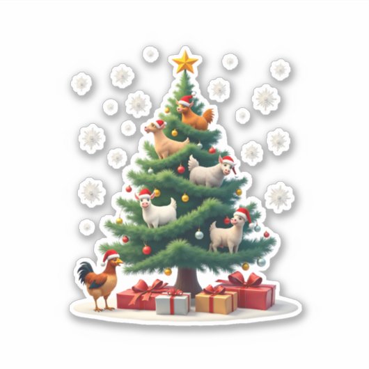 Chicken Cow Goat Horse Farm Animal Farmer Christma Sticker (Voorkant)