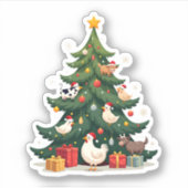 Chicken Cow Goat Horse Farm Animal Farmer Christma Sticker (Voorkant)