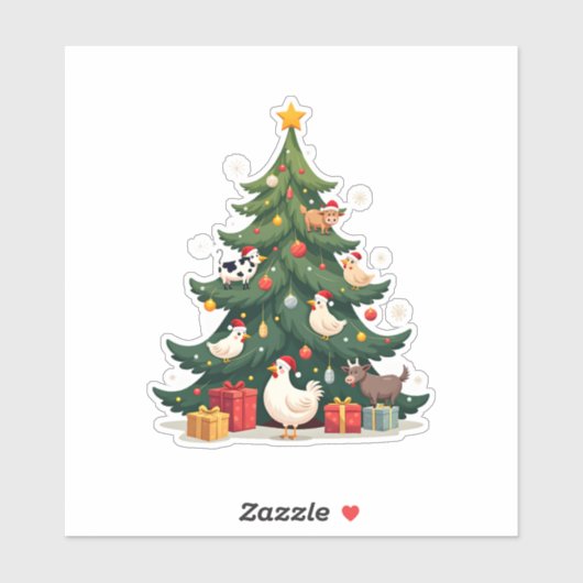 Chicken Cow Goat Horse Farm Animal Farmer Christma Sticker (Vel)