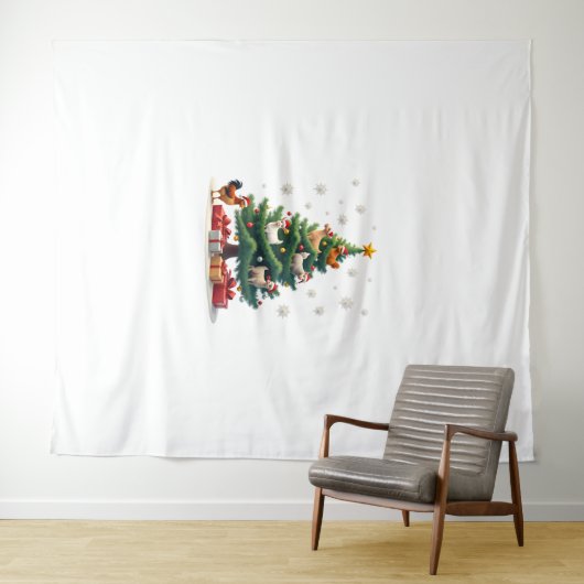 Chicken Cow Goat Horse Farm Animal Farmer Christma Wandkleed (In Situ (horizontaal))