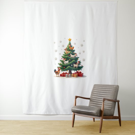 Chicken Cow Goat Horse Farm Animal Farmer Christma Wandkleed (In situ)