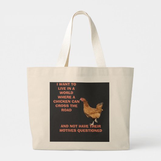 CHICKEN CROSSING GROTE TOTE BAG (Achterkant)