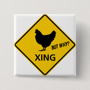 Chicken Crossing Highway-teken Vierkante Button 5,1 Cm