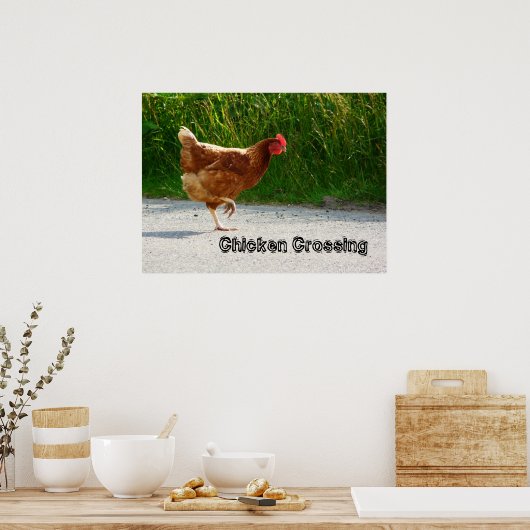 Chicken Crossing the Road Print (Keuken)