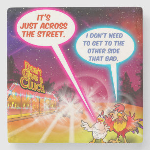 Chicken Crossing the Street Stenen Onderzetter