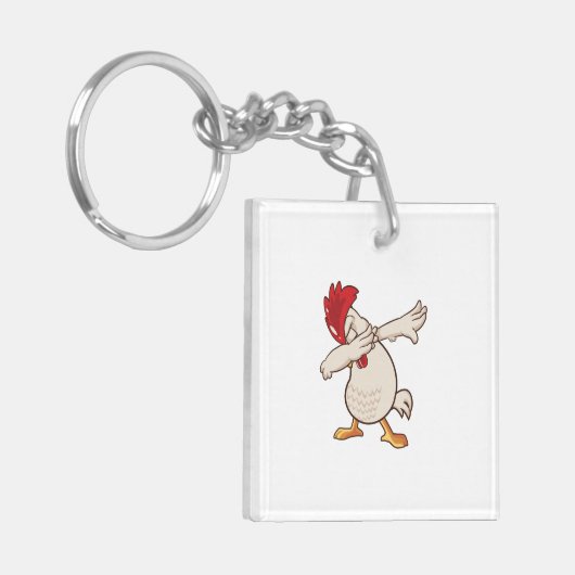 Chicken Dabbing Farmer Dab Dance Sleutelhanger (Voorkant Links)