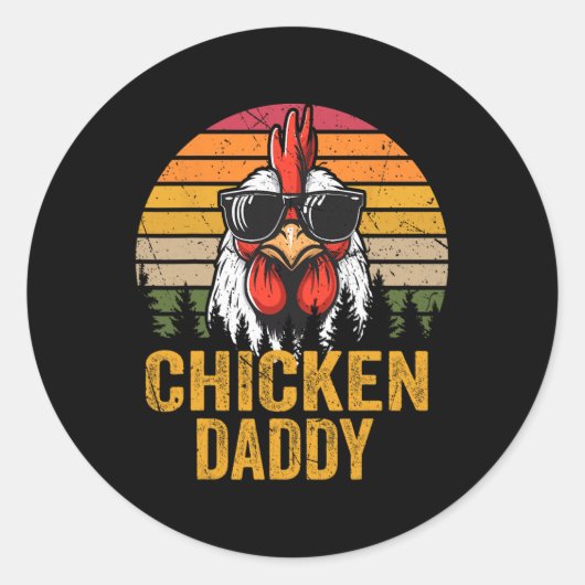 Chicken Daddy Haan Voor Pap Boer Vader Ronde Sticker (Voorkant)