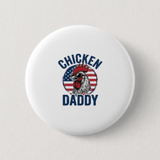 Chicken Daddy Rooster Vintage Patriotic Shirt Desi Ronde Button 5,7 Cm