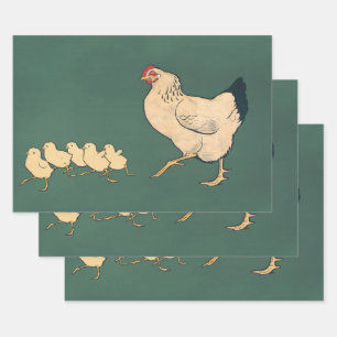 Chicken Decoupage Haan Rustiek Inpakpapier Vel