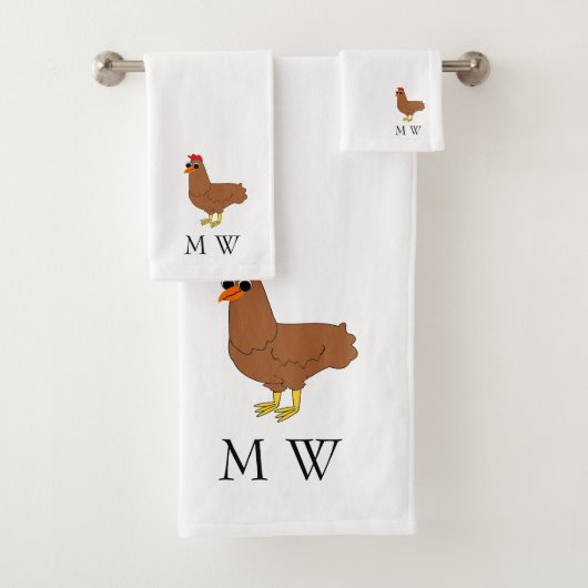 Chicken Design Monogrammed Bad Handdoek (Insitu)