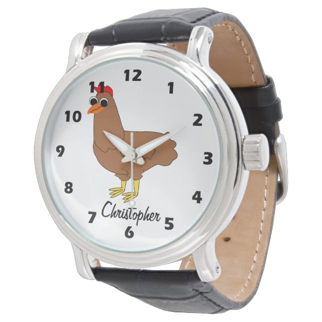 Chicken Design Personalised Horloge (Gekanteld)