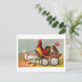 Chicken Driving Duck Cart  Oddity Briefkaart (Staand voorkant)