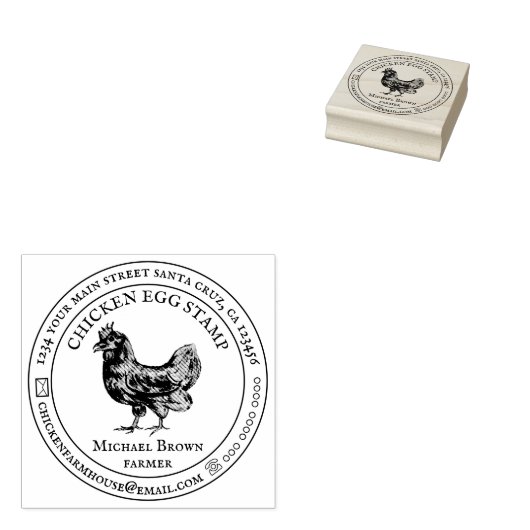 Chicken Egg Simple Boerderij, vers Rubberstempel (Gestempeld)