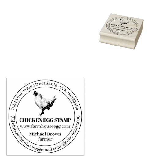 Chicken Egg Simple Farmhouse Rubberstempel (Gestempeld)