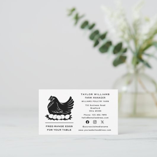 Chicken Eggs Boerderij Boerderij Social Media Visitekaartje (Staand voorkant)