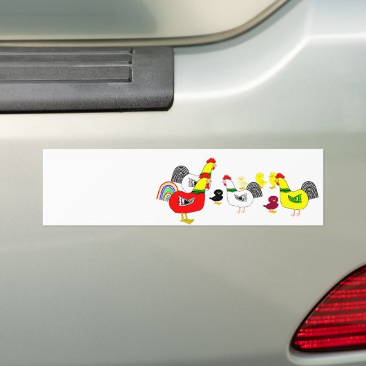 Chicken Family Bumpersticker (Op auto)
