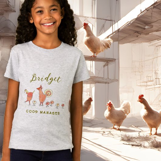Chicken Family Illustrated Coop Manager T-shirt