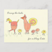 Chicken Family Play Datum Uitnodiging (Voorkant)
