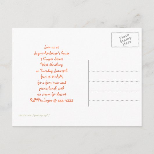 Chicken Family Play Datum Uitnodiging Briefkaart (Achterkant)