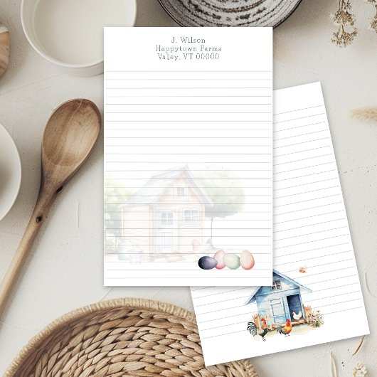 Chicken Farm Egg Seller Lined Stationery Briefpapier