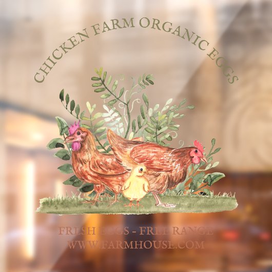 Chicken Farm Fresh Eggs small Raamsticker (Vel 2)