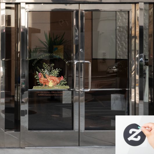 Chicken Farm Fresh Eggs small Raamsticker (Kantoordeur)