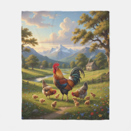 Chicken Farm House  Fleece Deken