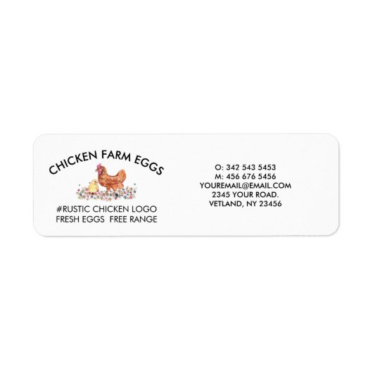 Chicken Farmhouse Agriculture Fresh Eggs Etiket (Voorkant)