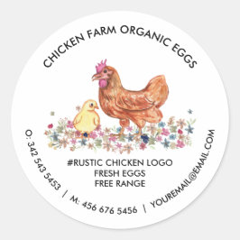 Chicken Farmhouse Organic resh Eggs Ronde Sticker