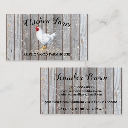 Chicken Farmhouse Rustic Egg Visitekaartje (Voorkant / Achterkant)