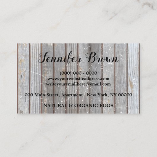 Chicken Farmhouse Rustic Egg Visitekaartje (Achterkant)