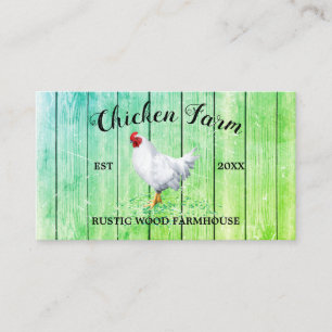 Chicken Farmhouse Wood Rustisch green Visitekaartje