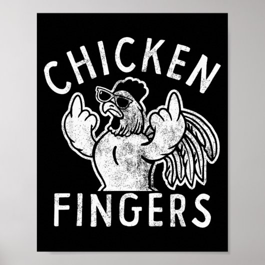 Chicken Fingers, Middle Fingers, Funny Chicken Poster (Voorkant)