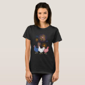 Chicken Fireworks Independence 4th Of July Day Pat T-shirt (Voorkant volledig)