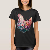 Chicken Floral Art Graphic Boerderij Kippen Kleurr T-shirt (Voorkant)
