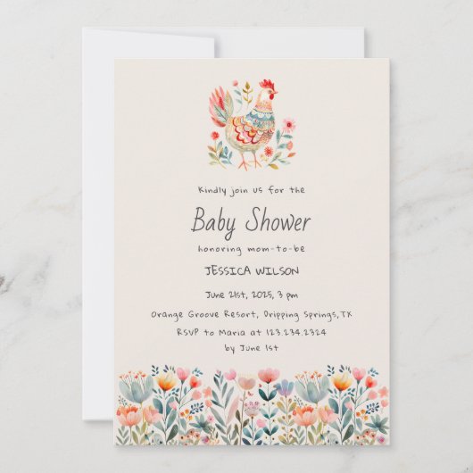 Chicken Folk Kleurrijke Girl Boy Baby shower Kaart (Voorkant)