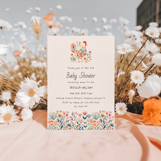 Chicken Folk Kleurrijke Girl Boy Baby shower Kaart