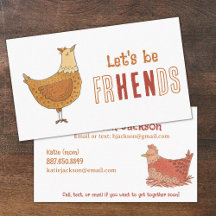 Chicken Friends Pun Kinder Calling Card