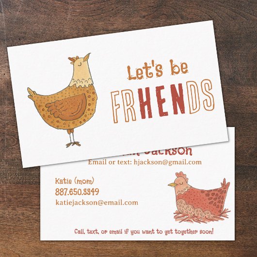 Chicken Friends Pun Kinder Calling Card Contactkaartje