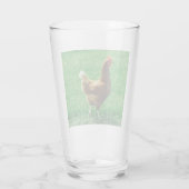 Chicken Funny Brown Green Glass Cup Glas (Achterkant)