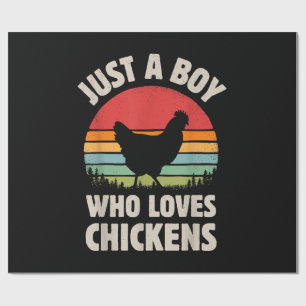 Chicken Gewoon een jongen die van retro Boerderij Cadeaupapier