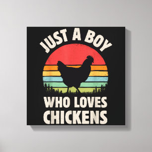 Chicken Gewoon een jongen die van retro Boerderij Canvas Afdruk