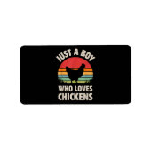 Chicken Gewoon een jongen die van retro Boerderij  Etiket (Voorkant)