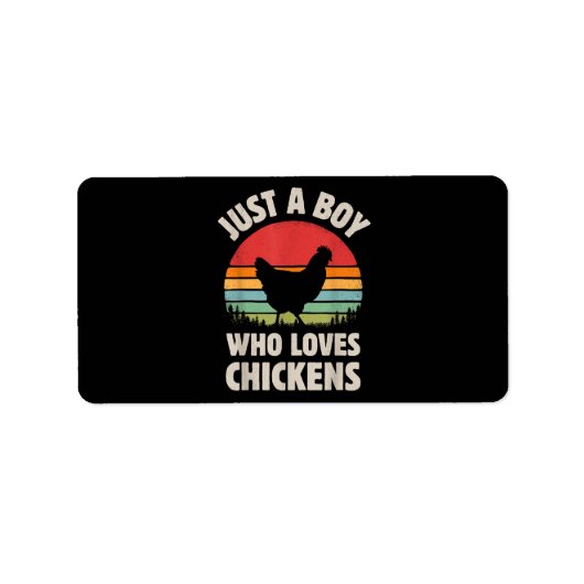 Chicken Gewoon een jongen die van retro Boerderij  Etiket (Voorkant)