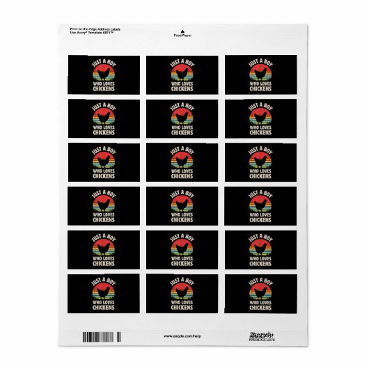 Chicken Gewoon een jongen die van retro Boerderij  Etiket (Full Sheet)